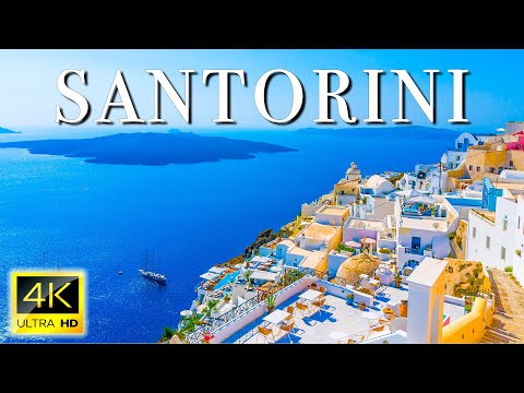 FLYING OVER SANTORINI (4K UHD) - Relaxing Music Along With Beautiful Nature Videos - 4K Video UHD
