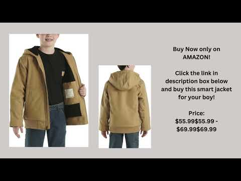 Carhartt Boys' Flannel-Lined Hooded Canvas Insulated Zip-Up Jacket