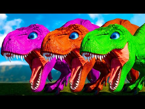 T-REX COLOR PACK vs INSPINEDORAPTOR vs SPINOSAURUS vs CARNOTAURUS - Jurassic World Evolution