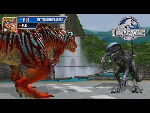 METRIACANTHOSAURUS VS INDORAPTOR GEN 2 - JURASSIC BATTLE || JURASSIC WORLD THE GAME