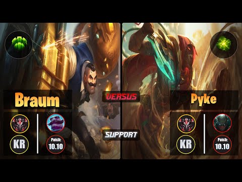 GrandMaster BRAUM [Guardian] (Support) VS  PYKE - Grandmaster KR Patch 10.10