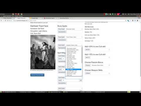 Runequest Glorantha App - Character Creation & Functionality