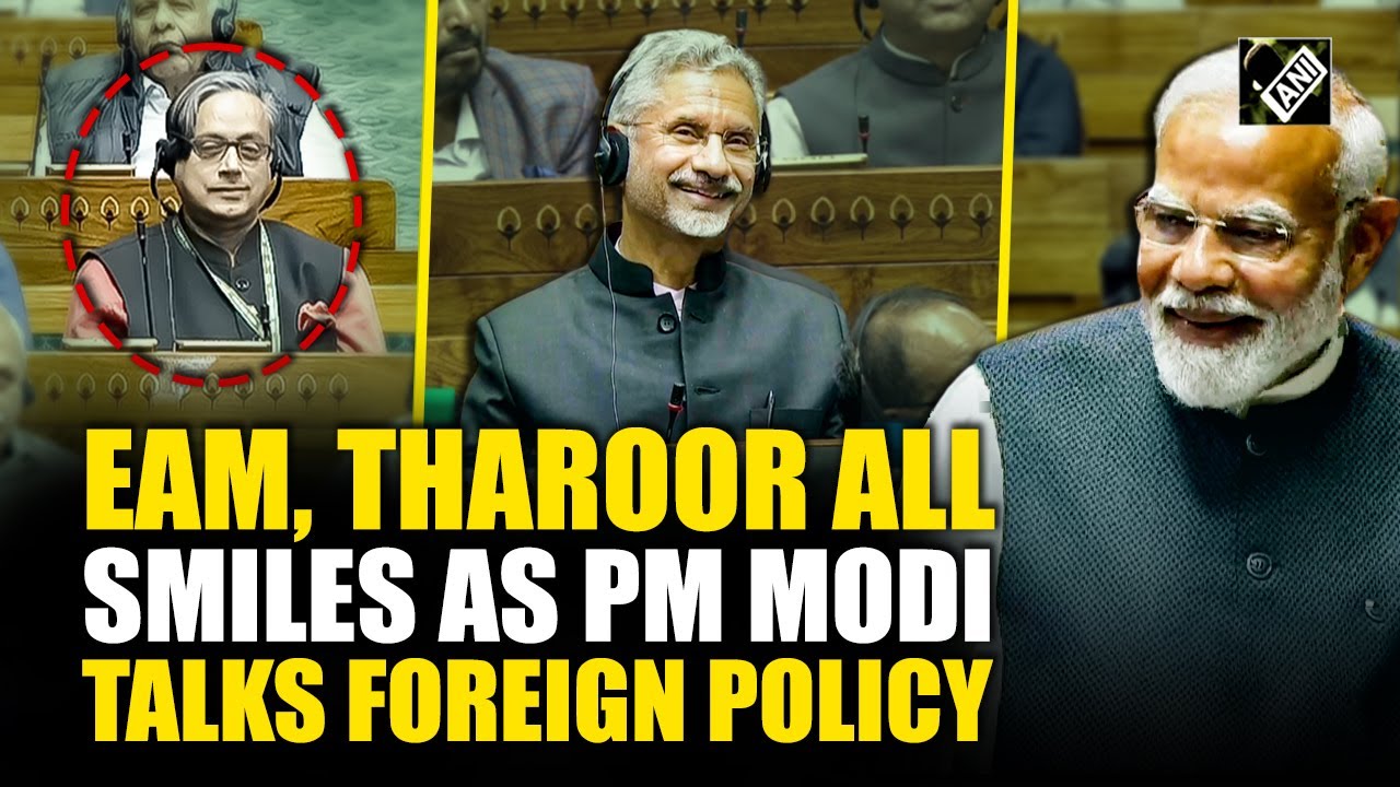 "Jab Tak Foreign Policy Nai Bolte..."PM Modi makes EAM Jaishankar, Shashi Tharoor smile in Lok Sabha