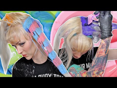 Let's make TIGER STRIPES cool again 🤘 Pastel Pink & Blue Rainbow Hair 🩷🩵