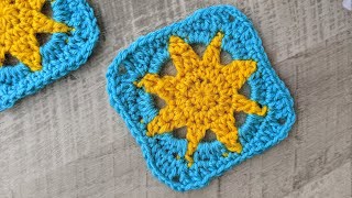 Crochet Sun Granny Square (Small-Sized) Tutorial