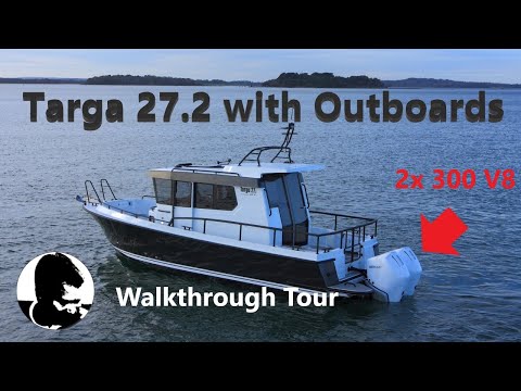 Targa 27.2 with Twin 300 HP Mercury Outboards - Boat Walkthrough Video Tour