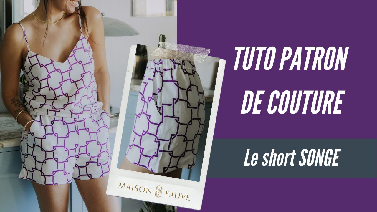 Patron couture short pyjama Songe / PDF (A4, A3, A0, US Letter) - Cadres, Calques par Taille, Vidéoprojection