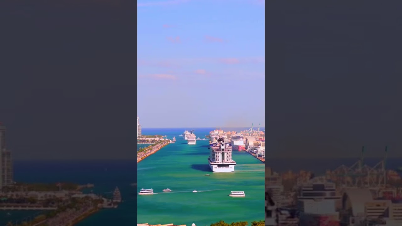 Port Miami Cruise Ship Parade #cruise #cruiseship #miami #cruiselife #timelapse #symphonyoftheseas