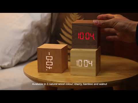 Вiдео Годинник-будильник на акумуляторі Cube Plus Clock Gingko, дерево