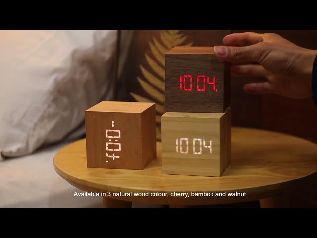 Вiдео Часы-будильник на аккумуляторе Cube Plus Clock Gingko, дерево