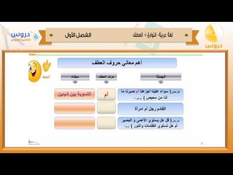 الثاني الثانوي | الفصل الدراسي الأول 1438 | لغة عربية | التوابع - العطف