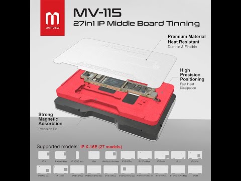 Martview MV-115 27in1 IP Middle Board Tinning BGA Reballing Platform Stencil Net for iPhone X to 16E