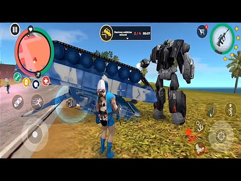 Rope Hero Vice Town | Skateboarding Rope hero & Fight Robot Car - Android gameplay