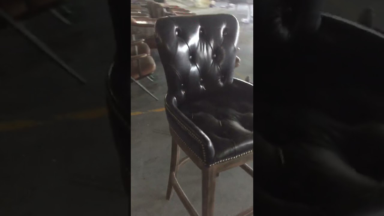 Solid wood leather bar chairs