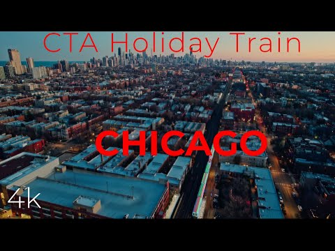 Chicago CTA Christmas Holiday Train 4k - Cinematic Aerials