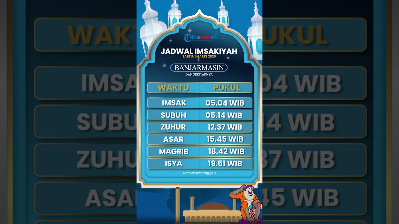Jadwal Imsakiyah Banjarmasin Besok Sabtu 1 Maret 2025, Lengkap dengan Jadwal Sholat dan Buka Puasa