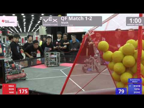 VEX Worlds 2016 - VRC HS Math - QF 1-2 (986A 8229 169E) 203 vs 201 (9181B 127A 2131C)