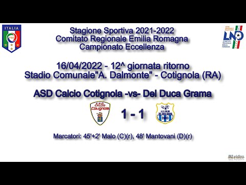 16/04/22 – Eccell. E.R. "C"– 12^ rit.– Cotignola-Del Duca Grama 1-1 SINTESI