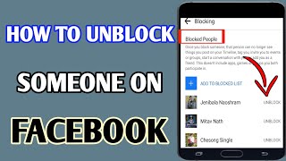 How To Unlock Someone On Facebook // Facebook Account Block List Unblock