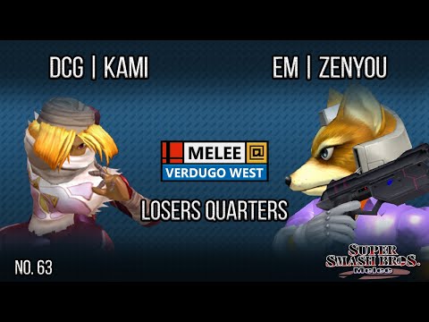 Melee @ Verdugo #63 - DCG | Kami (Sheik) VS eM | Zenyou (Fox) - SSBM - Losers Quarters