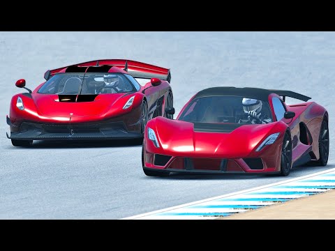 Koenigsegg Jesko 'Draco Red' vs Hennessey Venom F5 at Laguna Seca