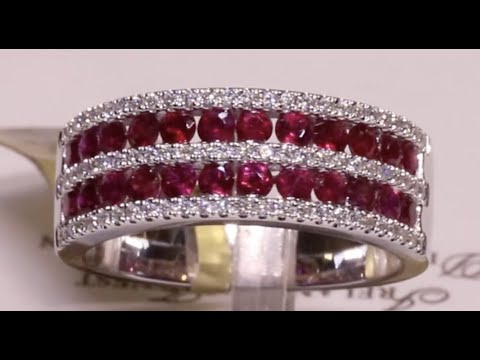 #58309 | R0.98ct/D0.23ct | Ruby & Diamond Five Row Ring | Set in 18ct White Gold