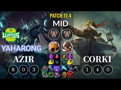 JAG Yaharong Azir vs Corki Mid - KR Patch 11.4