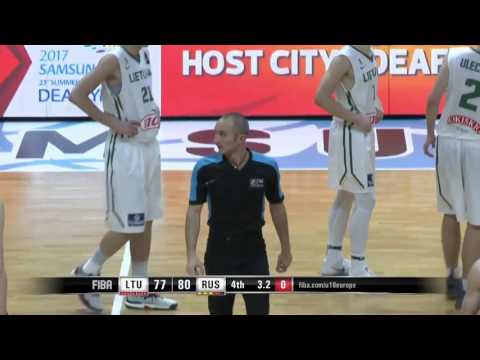 Russia u18 - Lithuania u18 last seconds (crazy finish) 2016 Fiba europe U18 championship