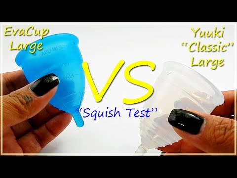 EvaCup Lg vs Yuuki "CLASSIC" Lg "Squish Test" - Menstrual Cups