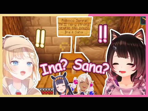 Roboco's reaction to the elytra from Ina and Sana【Minecraft/Hololive EN & JP】