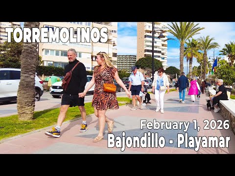 Torremolinos February 1, 2026 Bajondillo Playamar Promenade Walk Malaga Costa del Sol Spain [4K]