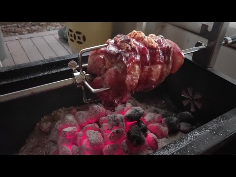 Spit pork roast on the Bunnings 15kg spit roaster