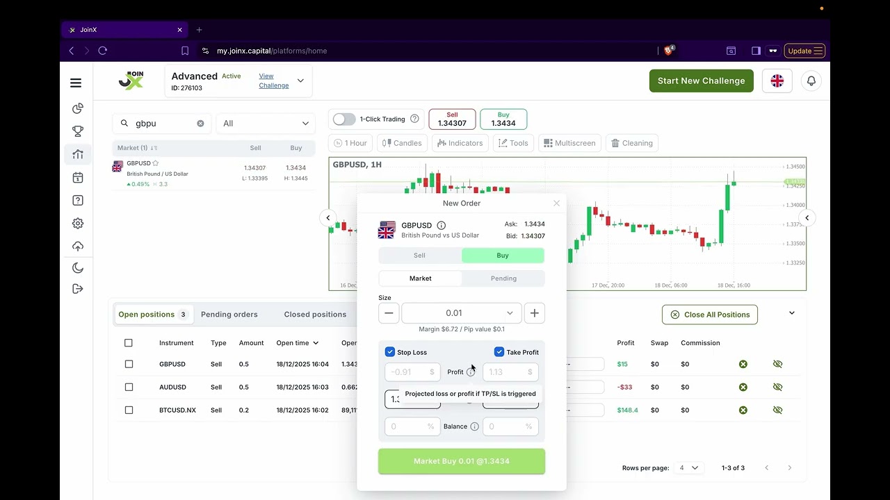 JoinX Capital Platform: Setting Stop Loss and Take Profit