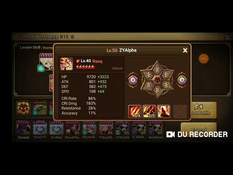 Summoners War Steel Fortress B10 F2P team
