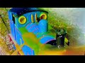 STICKY TAFFY THOMAS THOMAS THE TAFFY CAR CRASH INTO THE BUFFERS THOMAS GETS ALL COVERED IN TAFFY