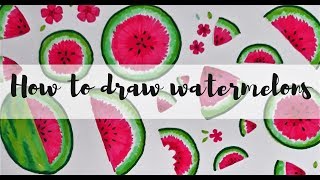 Step by step drawing watermelons