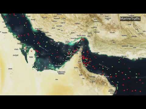 Vessel tracker showing traffic in Strait of Hormuz