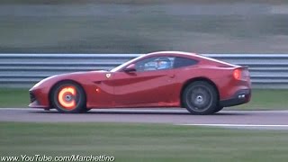 Ferrari F12 Berlinetta HOT Glowing Brakes &amp; Flames!