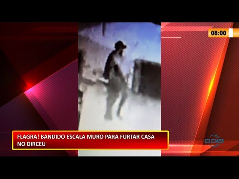Bandido é flagrado pulando muro para assaltar casa no Dirceu 21 01 2021