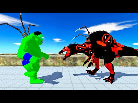 Deadpool SPINOSAURUS start dead run challenge | Animal Revolt Battle Simulator | Kidsofunia