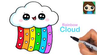 How to Draw a Rainbow Love Cloud ❤️ Cute Valentine Art