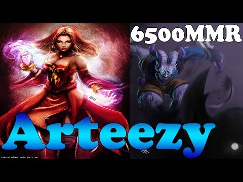 Dota 2 - Arteezy 6500 MMR Plays Lina and Rikimaru - Ranked Match Gameplay