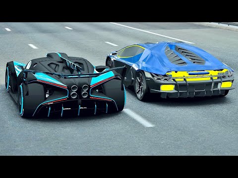 Bugatti Bolide vs Lamborghini Scorpion Concept - Drag Race 20 KM
