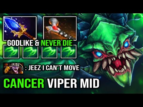 Insanely OP Mid Cancer Viper 13Min Godlike 100% EZ Counter Sven & Timber with Zero Death DotA 2