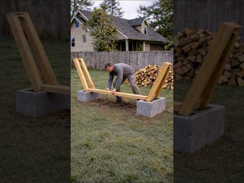 A Practical Firewood Stand Anyone Can Build🪵 #firewood #garden #shorts