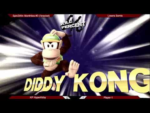 Spin2Win Monthlies 3 - Losers Semis - Player-1 (Diddy Kong) vs. KP HyperKirby(Roy) - SSB4