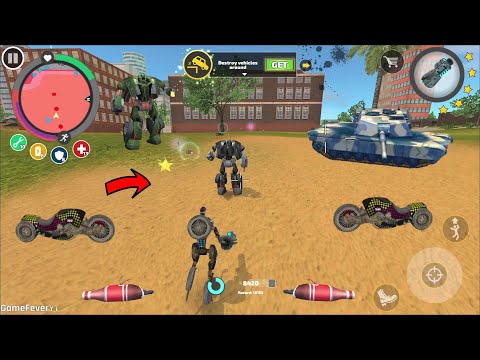 Rope Hero Vice Town (Transformer Robot Bike Fight Police Car and Army Tank) robot bike on Sea port