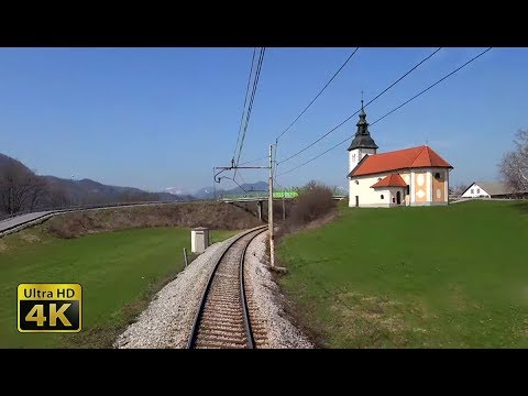 4K CABVIEW Ljubljana - Jesenice -- 2 locomotives - 1800t iron ore train