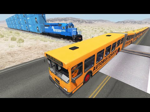 Long Articulated Bus Accident on Railway #21 - Beamng drive