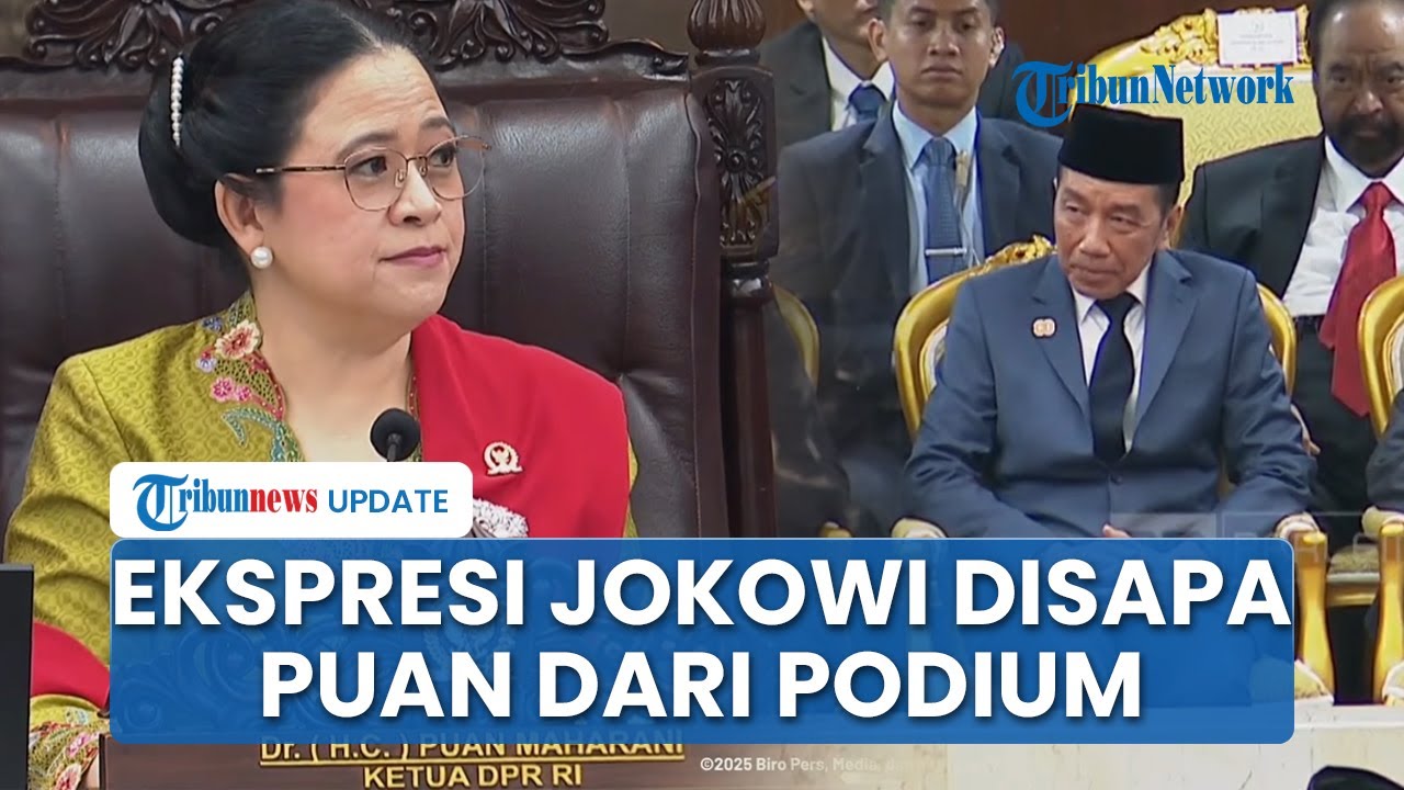Jokowi Mengangguk dan Tersenyum saat Disapa Puan Maharani dari Podium saat Sidang Tahunan MPR RI